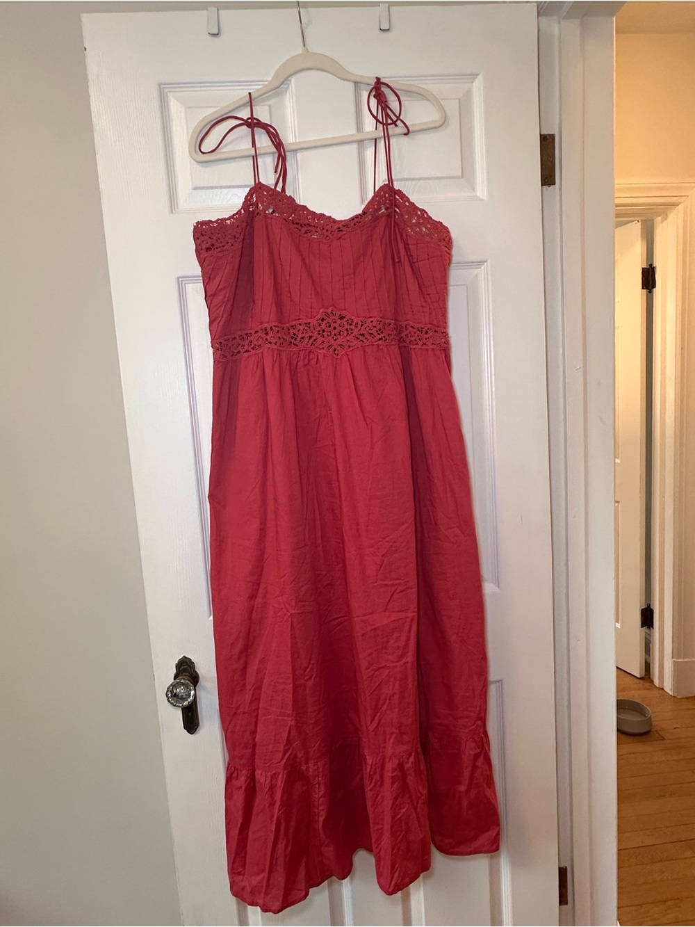 Universal Thread Coral Red Crochet-Trim Chemise
